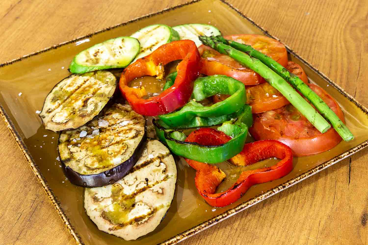 Plate of Chargrilled fresh vegetables