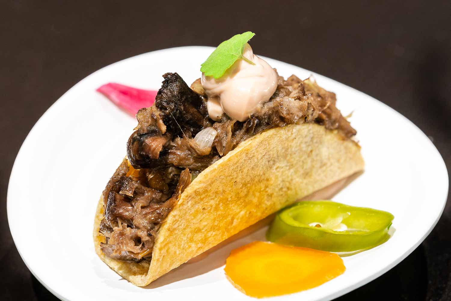 Oxtail tacos with red wine mayonnaise