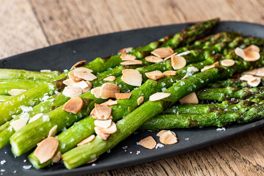 Wild asparagus on the grill, and almonds
