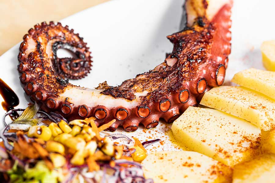Grilled octopus leg with potatoes