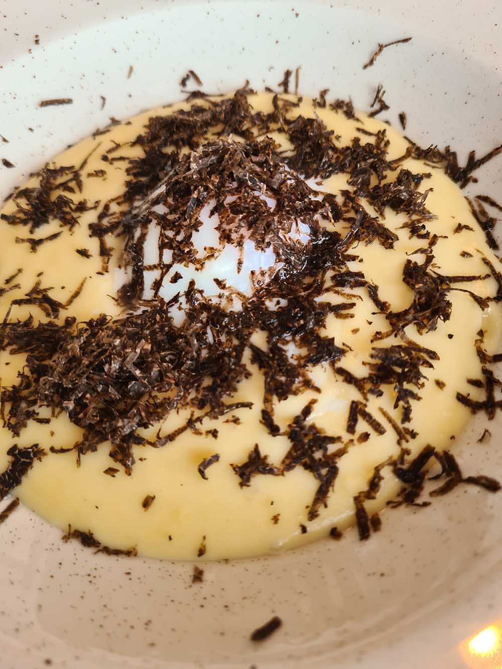 Free-range egg, creamy puree and Black truffle