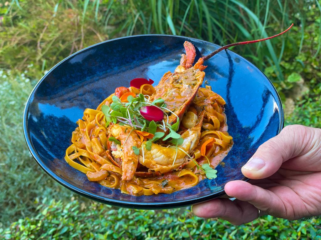 Fettuccine with lobster