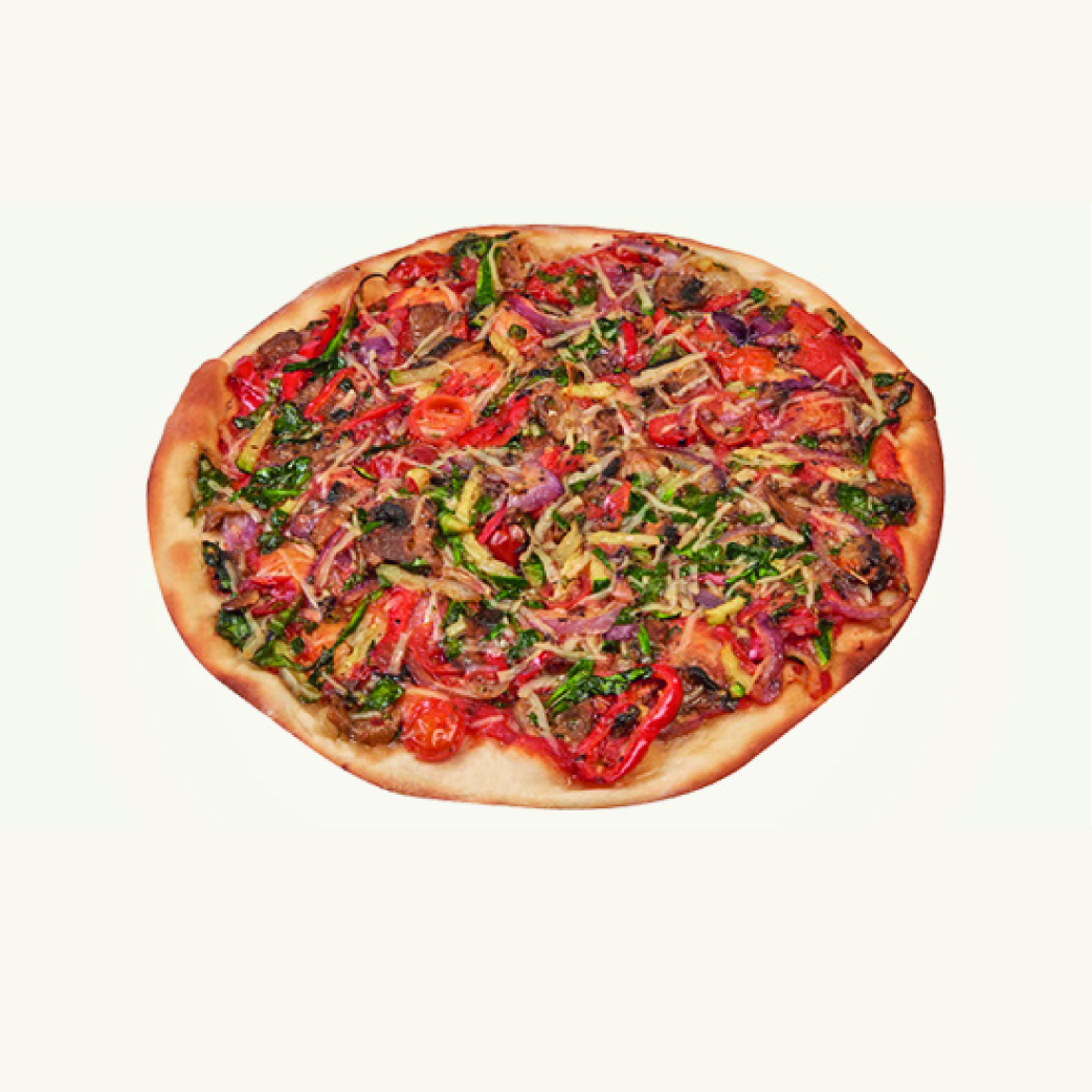 Pizza vegana de massa fina