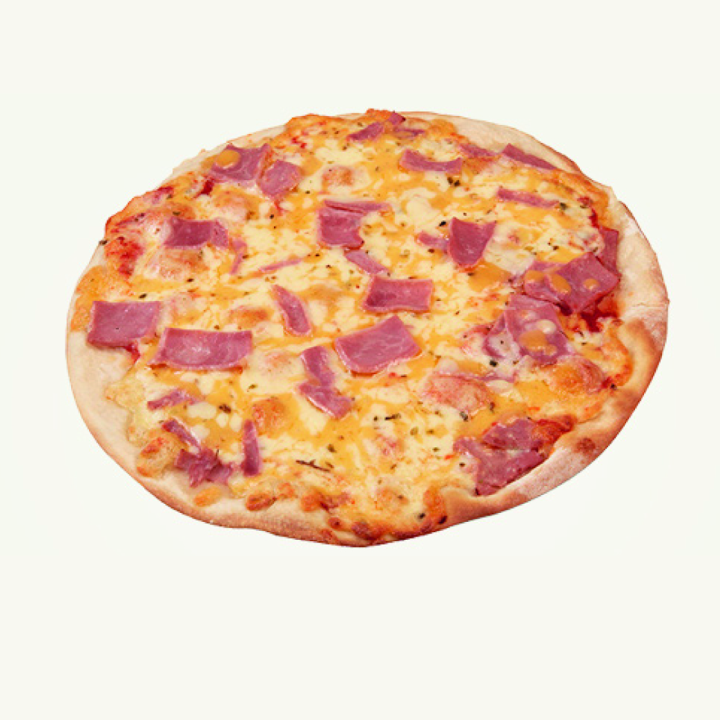 ヨークハムとチーズの薄いクラストピザ