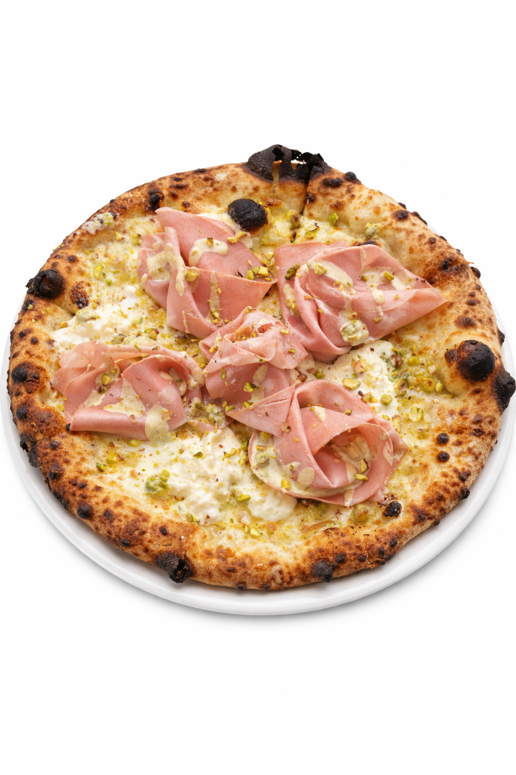 Mortadella con crema di pistacchio, stracciatella di burrata 