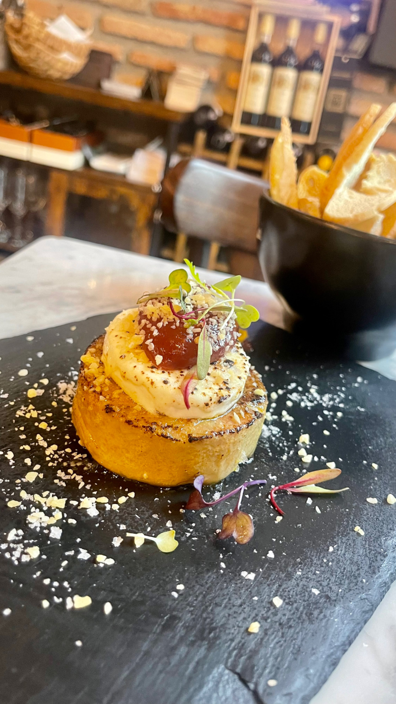 foie de hígado de pato con queso de cabra malagueño 