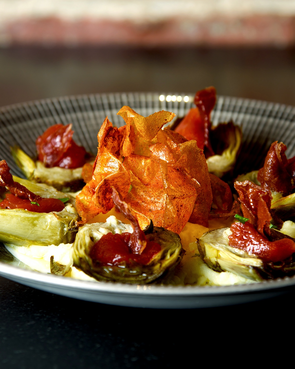 Confit artichokes with celeriac parmentier