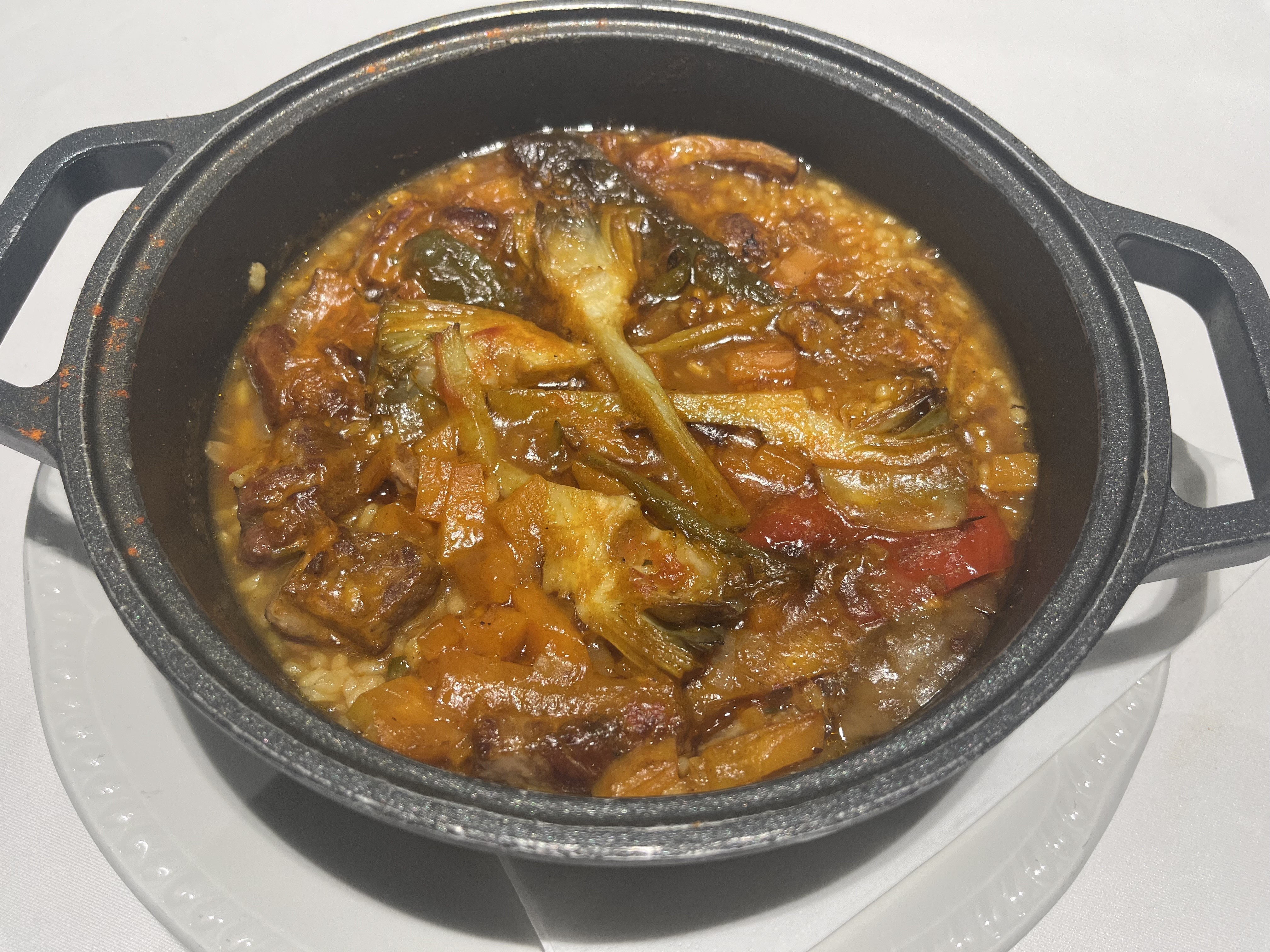 Arroz con presa ibérica y setas