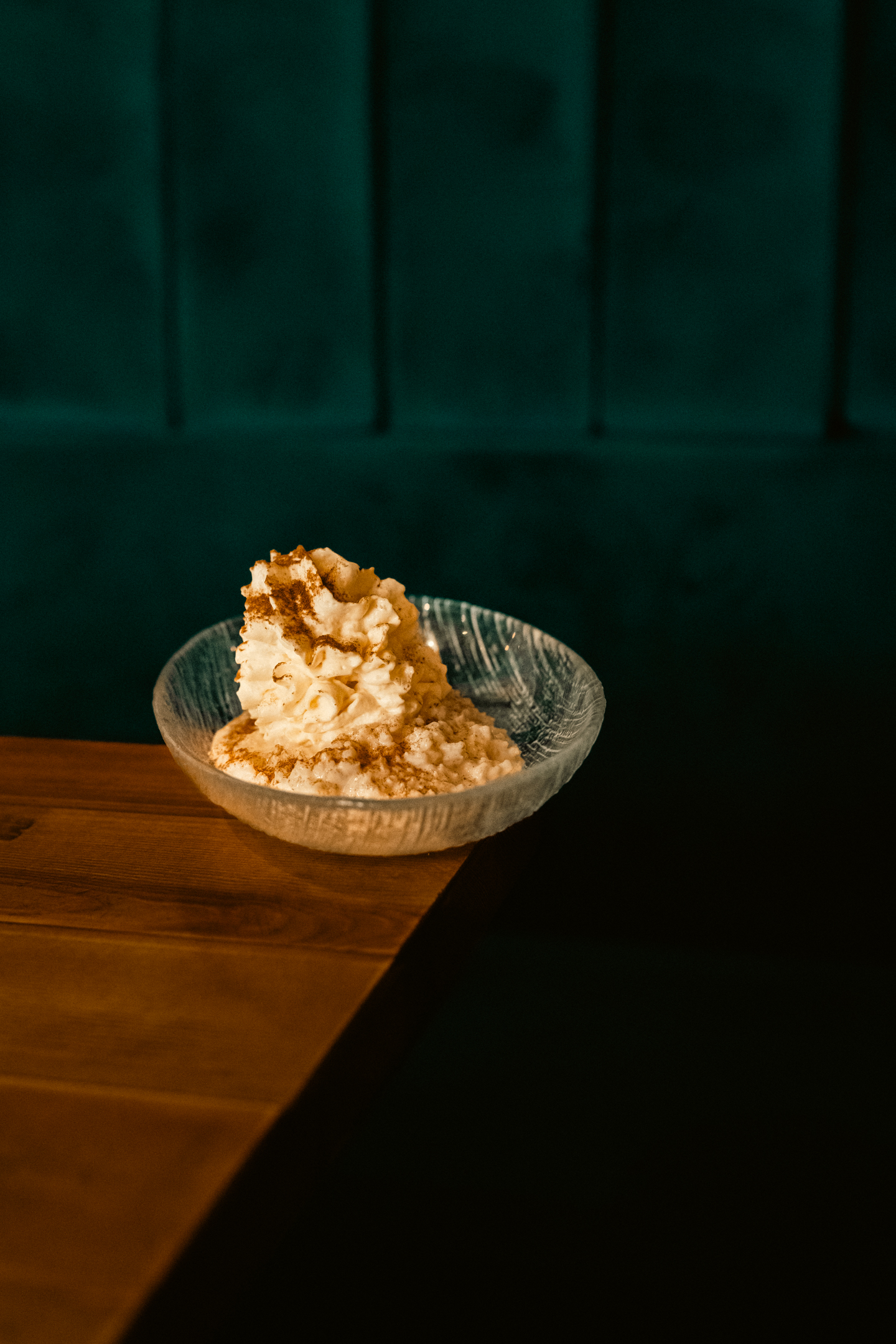 Arroz con leche con espuma de tocino de cielo