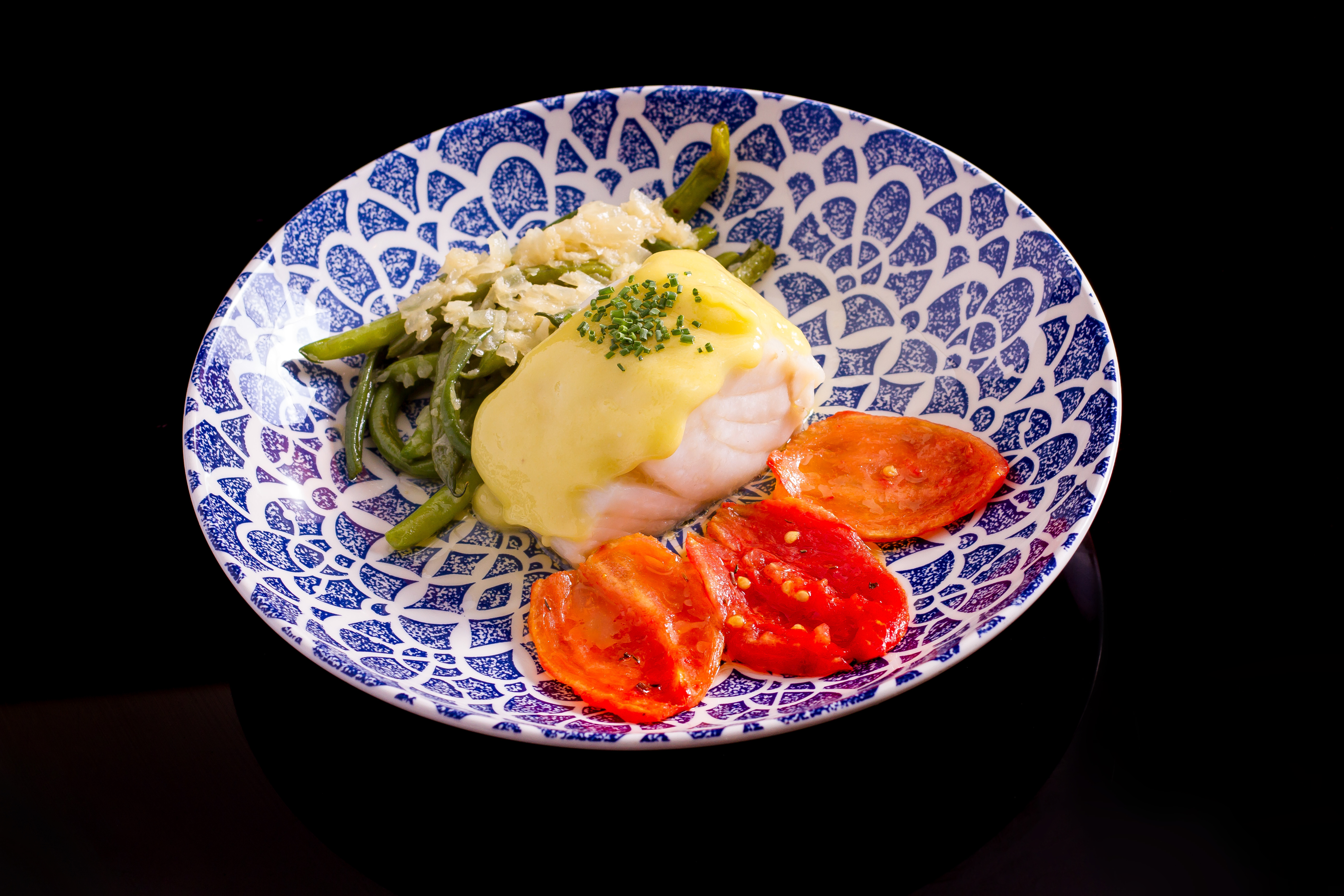 Confit cod with vegetables