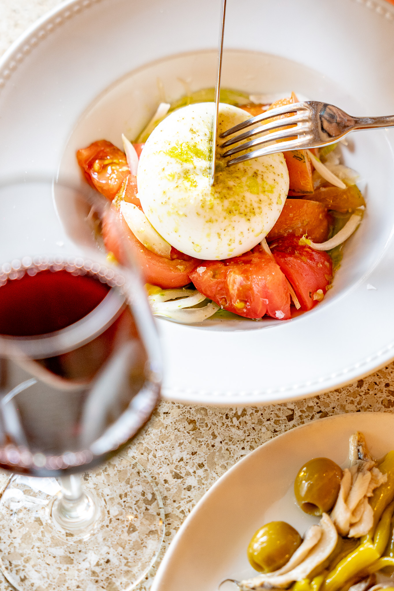 DRESSED TOMATOES with chives and “piparras” 12 + BURRATA