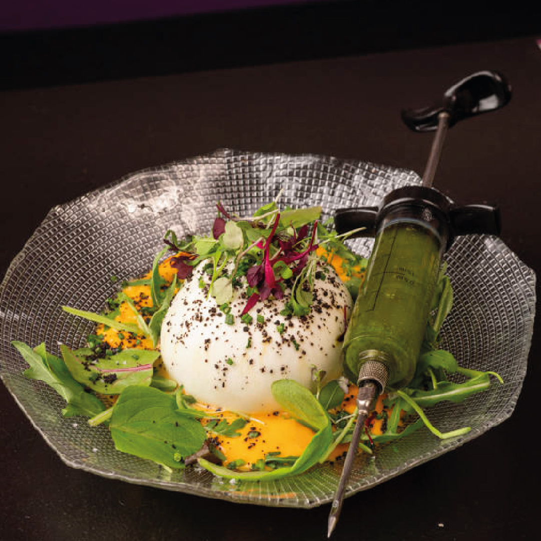 Burrata with pesto and basil