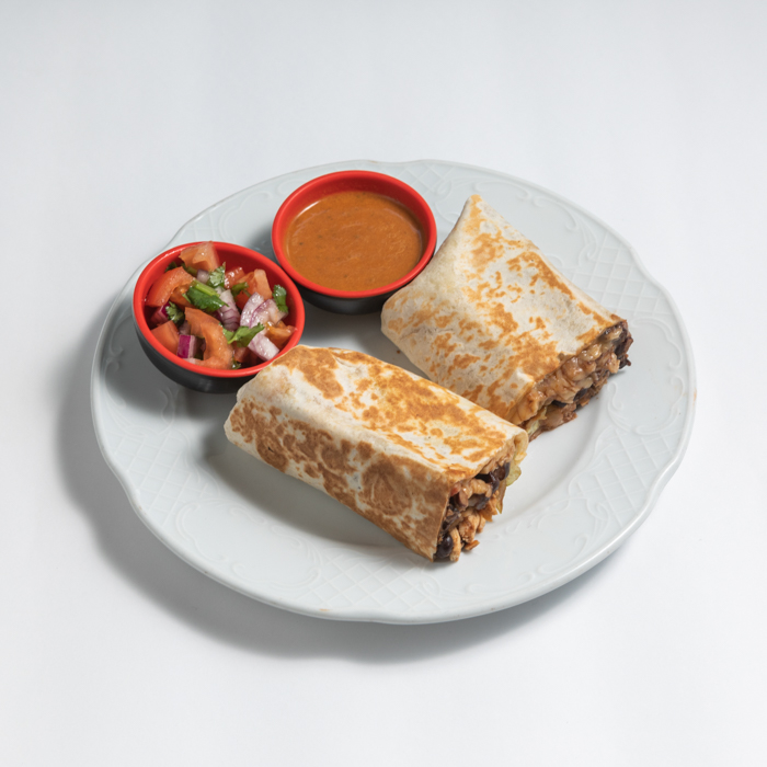 Burrito mit Pastor und Bohnen oder Reis