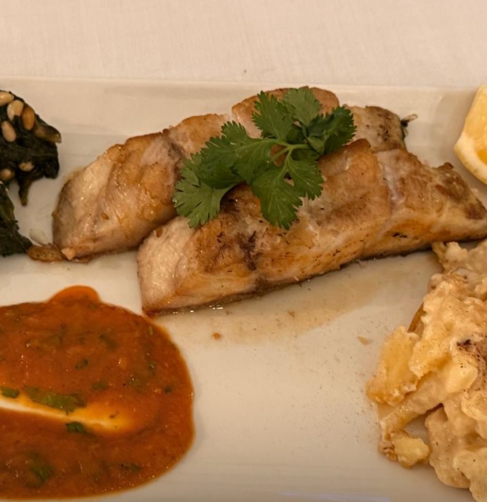 Grilled Corvina with Dill Sauce