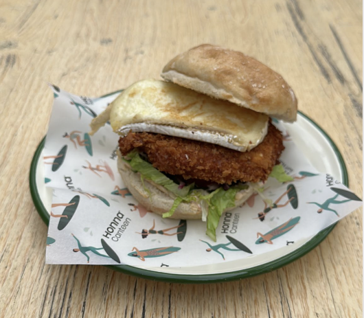 Battered chicken burger