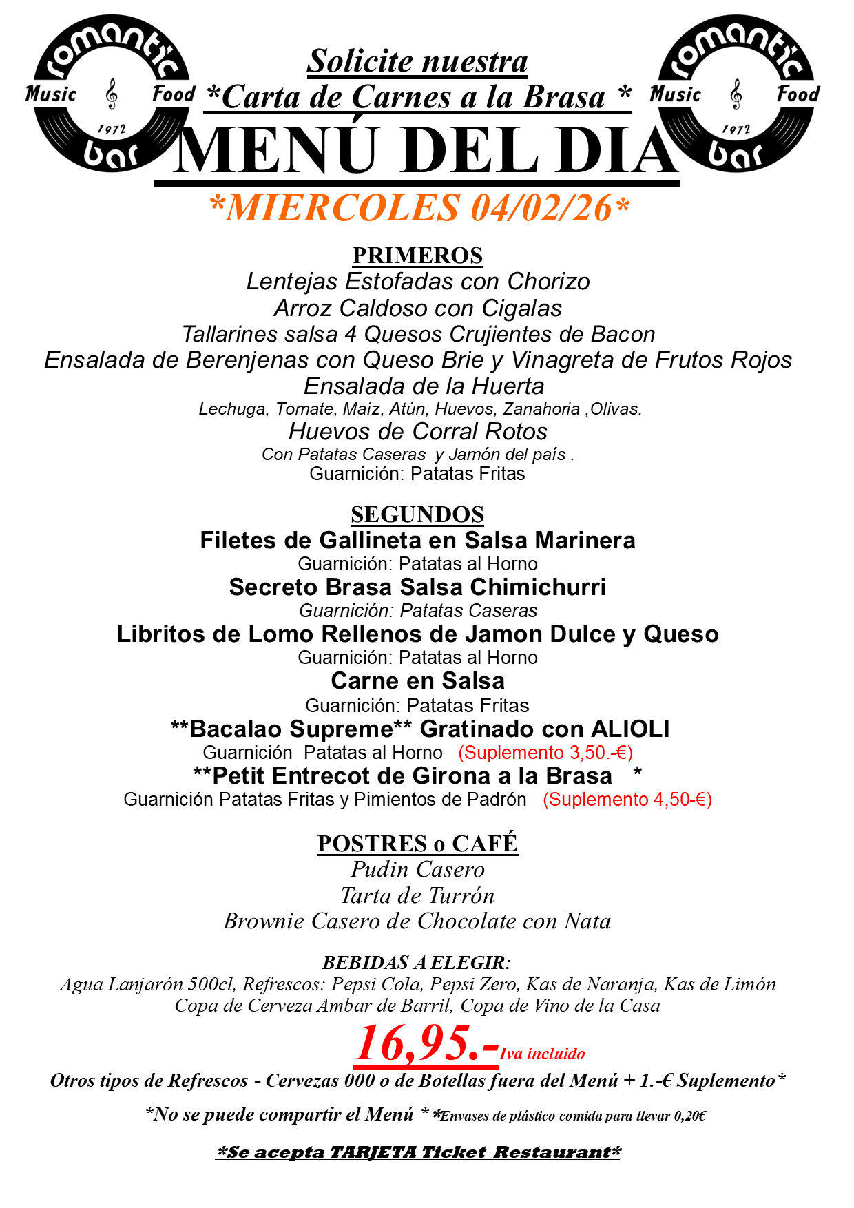 MENU DIARI DE MERCAT *DIMECRES  04/02/26*