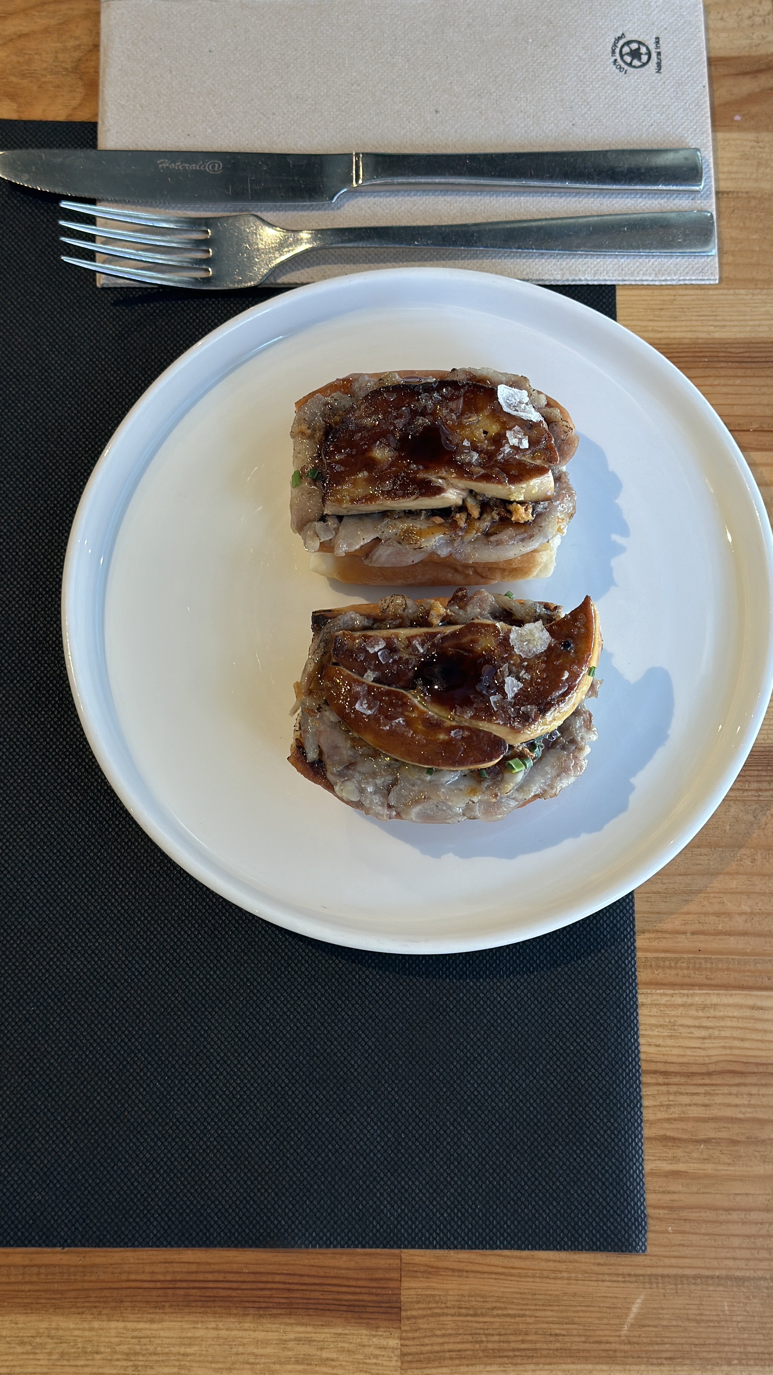 Fresh duck foie brioche and kabayaki pork trotters