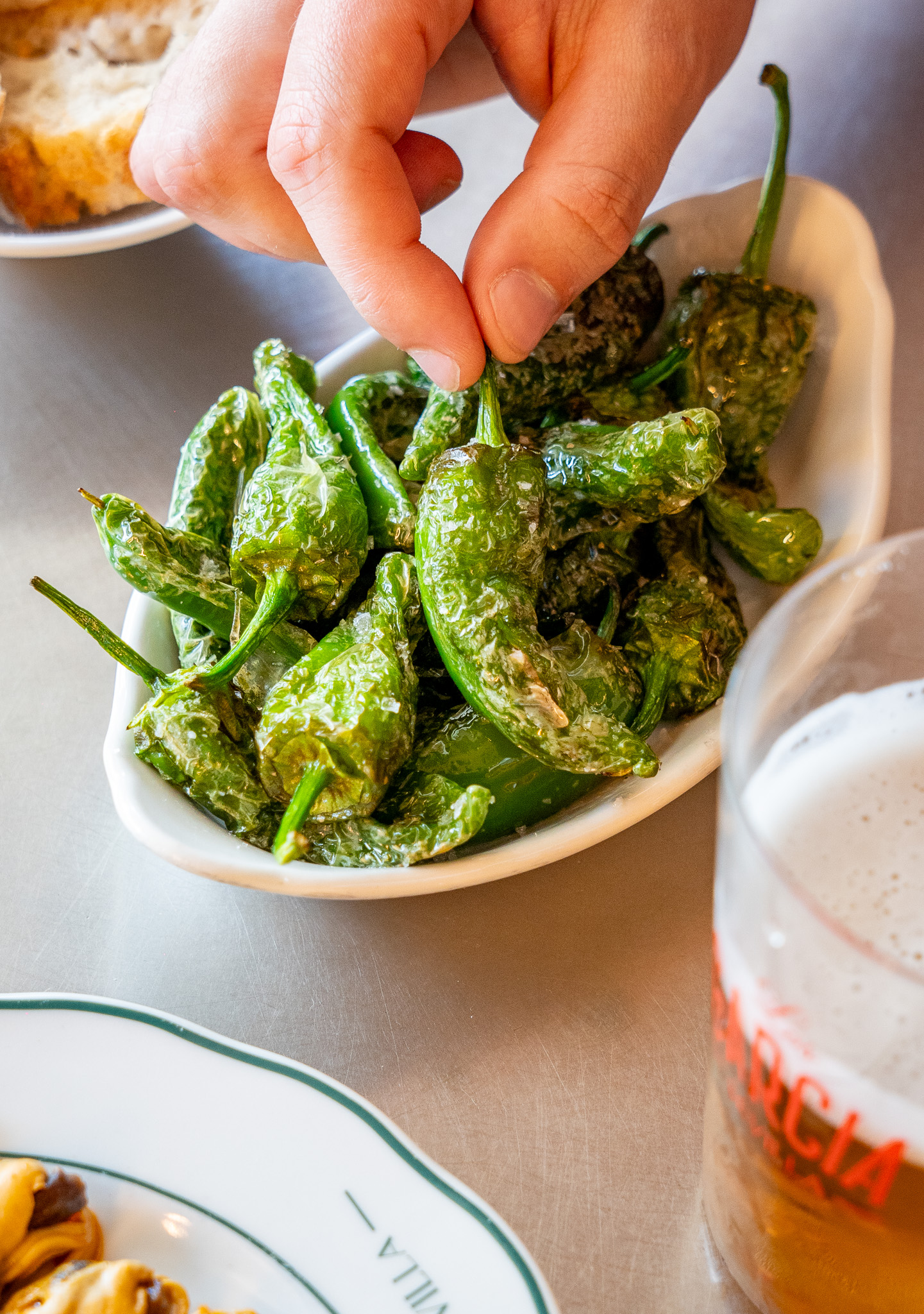 Padrón peppers with ginger aioli