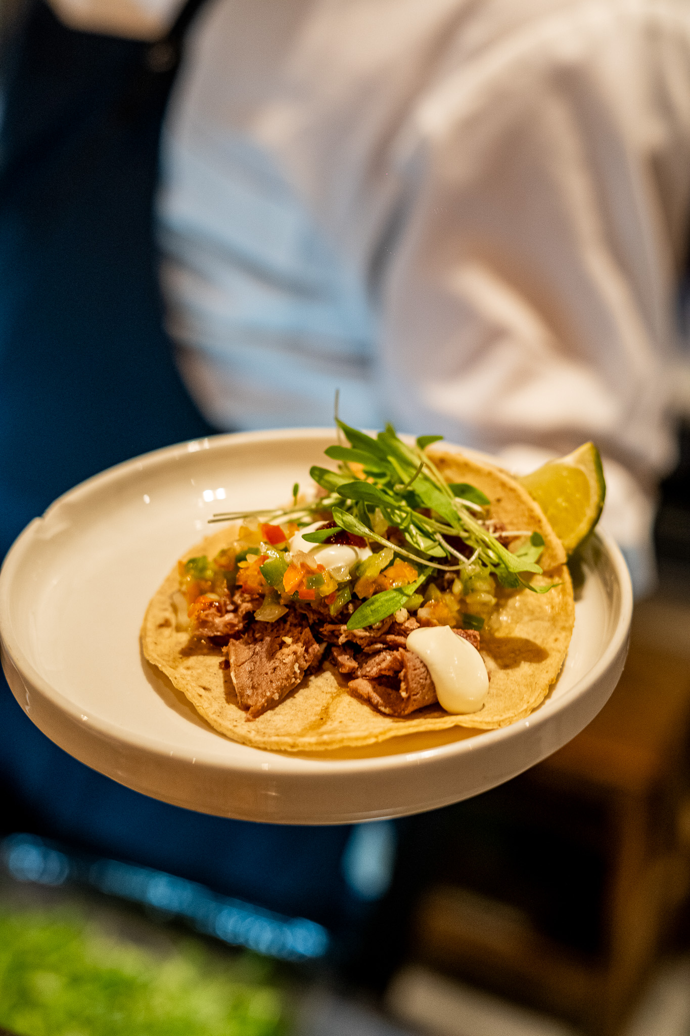 Beef taco, pico de gallo and touch of sour cream