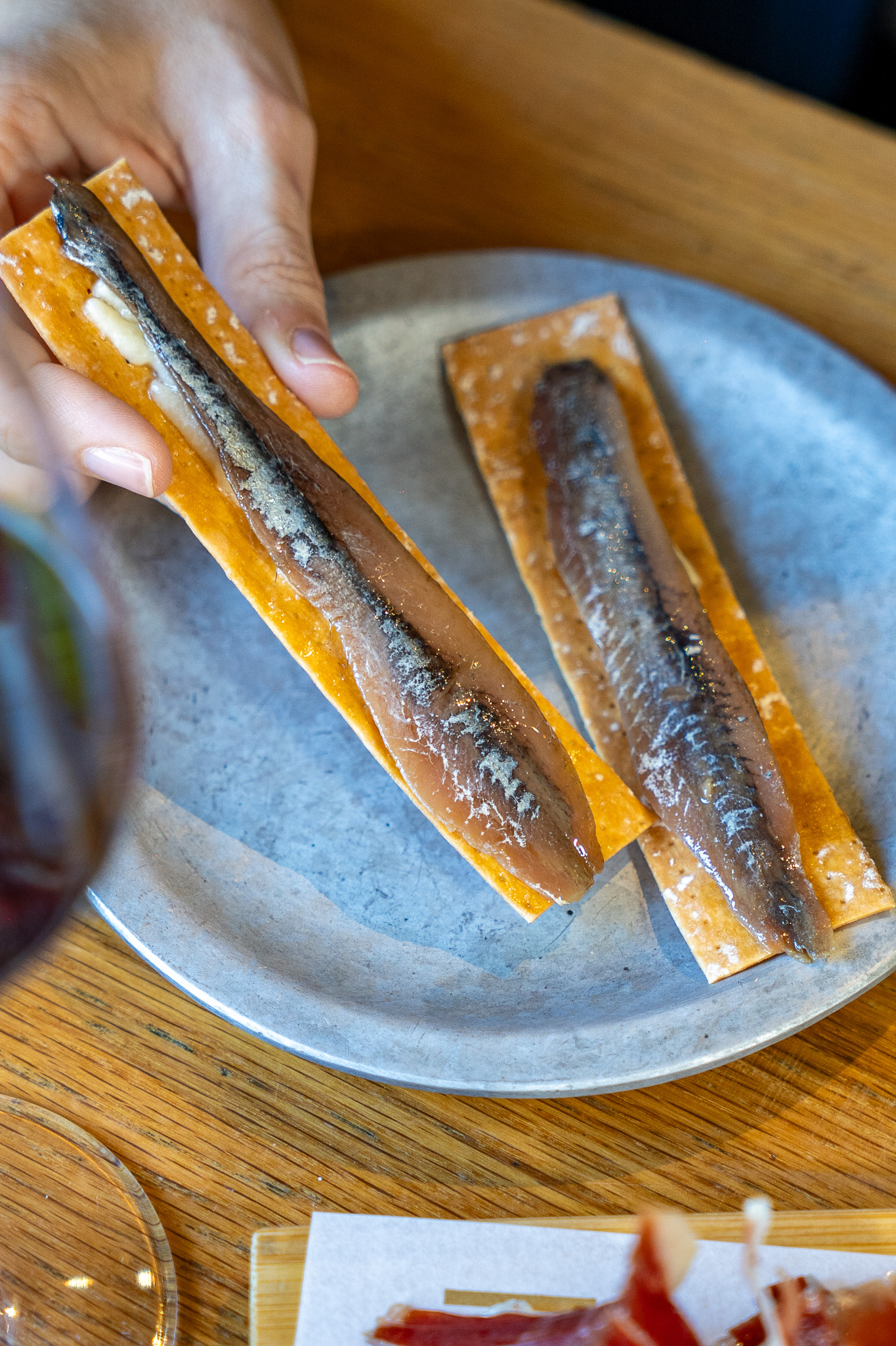 Anchovy type 00 with charcoal butter