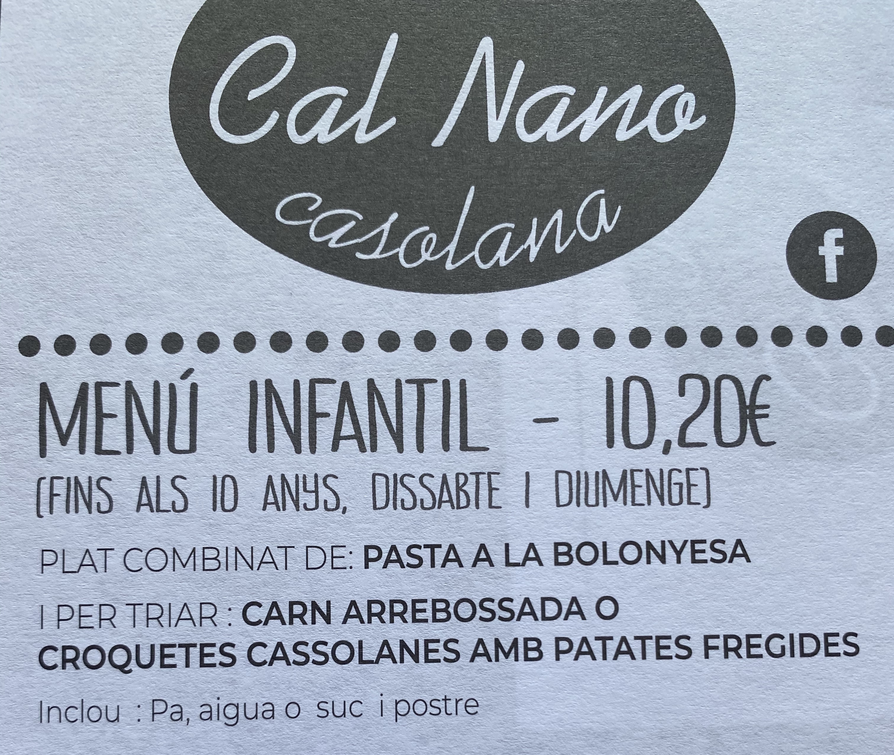 MENU INFANTIL
