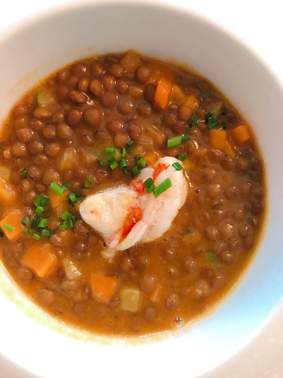 Lentejas Pardinas con foie