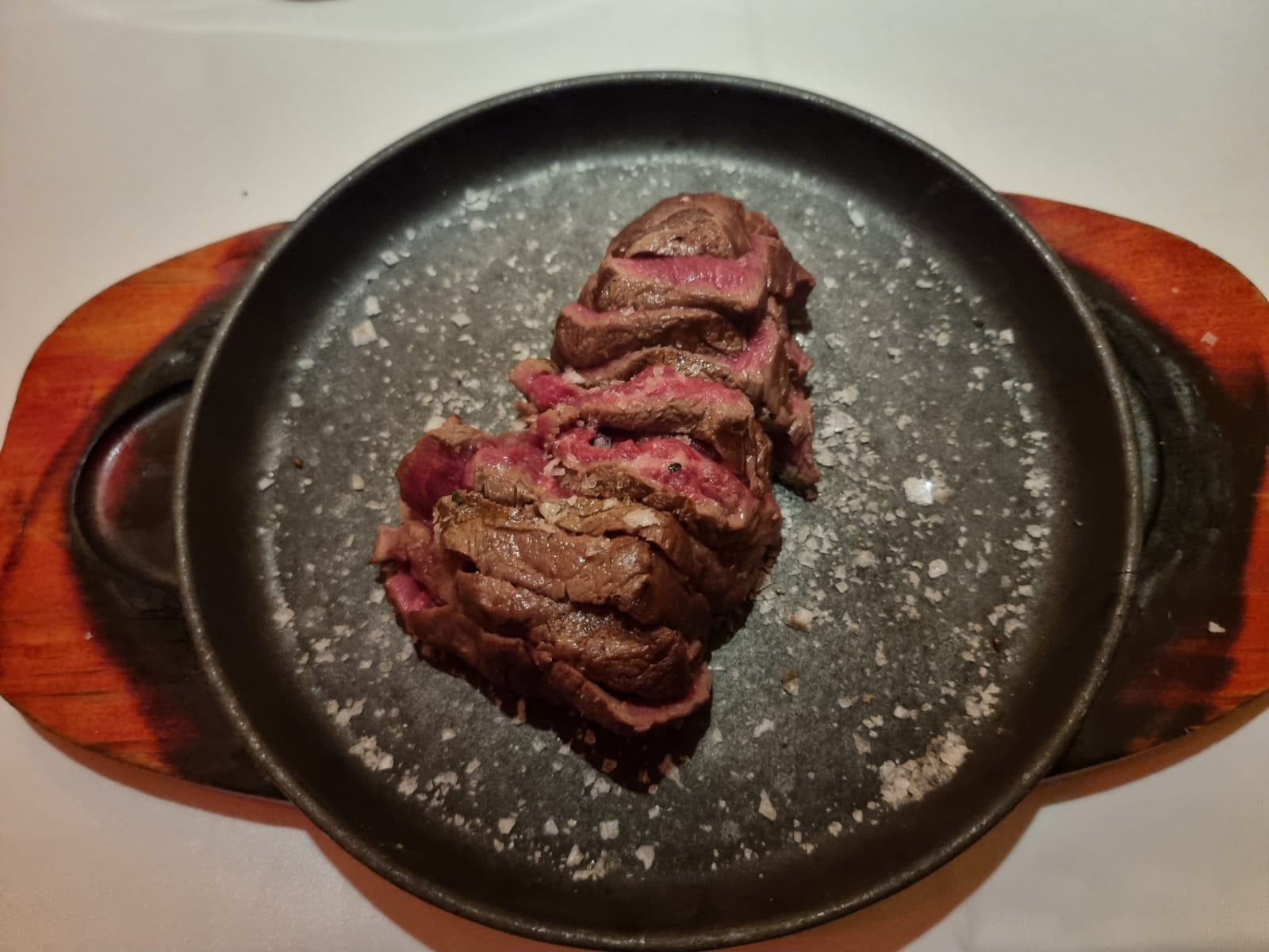 Beef entrecote or sirloin cooked on stone