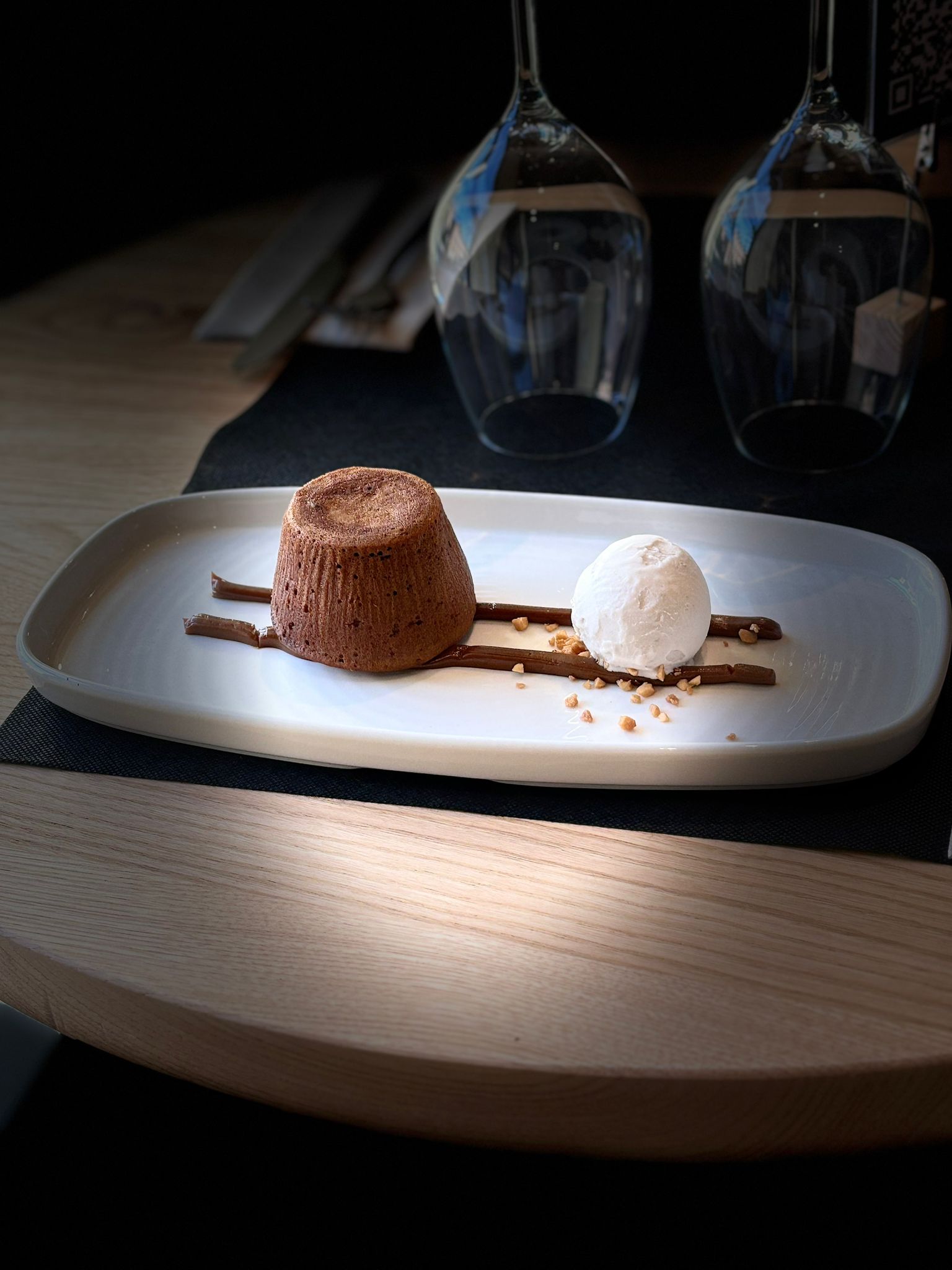 VOLCÁN DE DULCE DE LECHE CON HELADO DE PLATANO