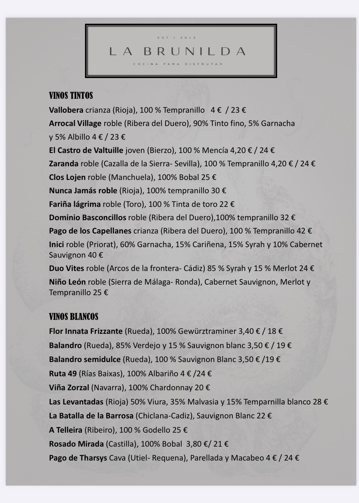 Wine List