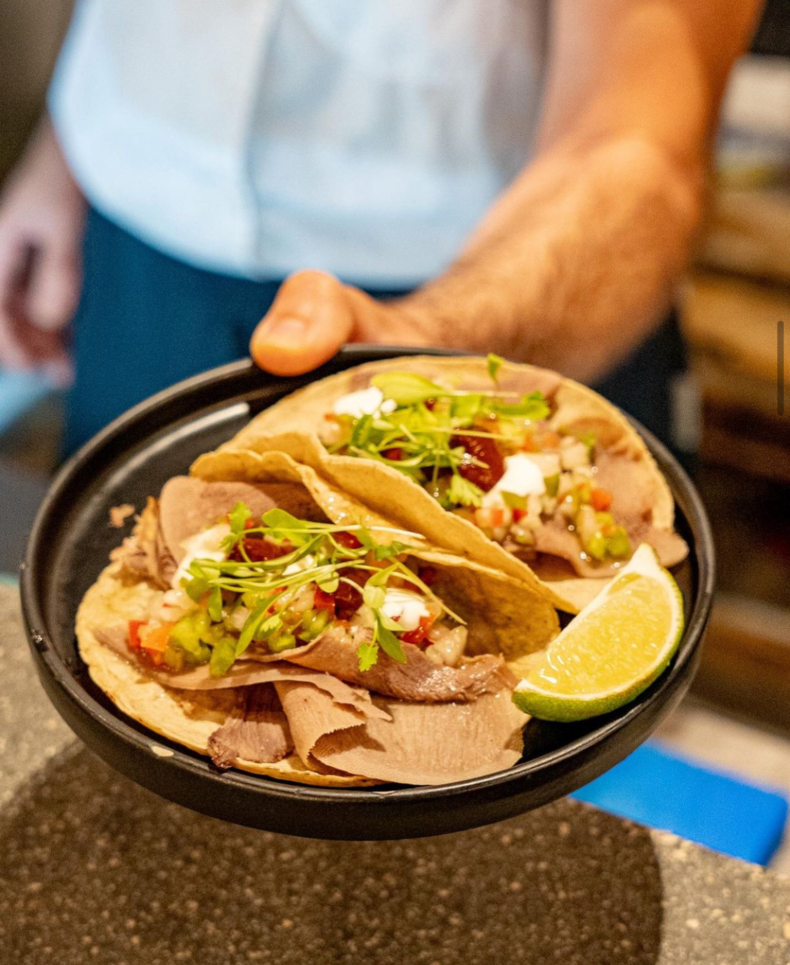 Beef taco, pico de gallo and touch of sour cream