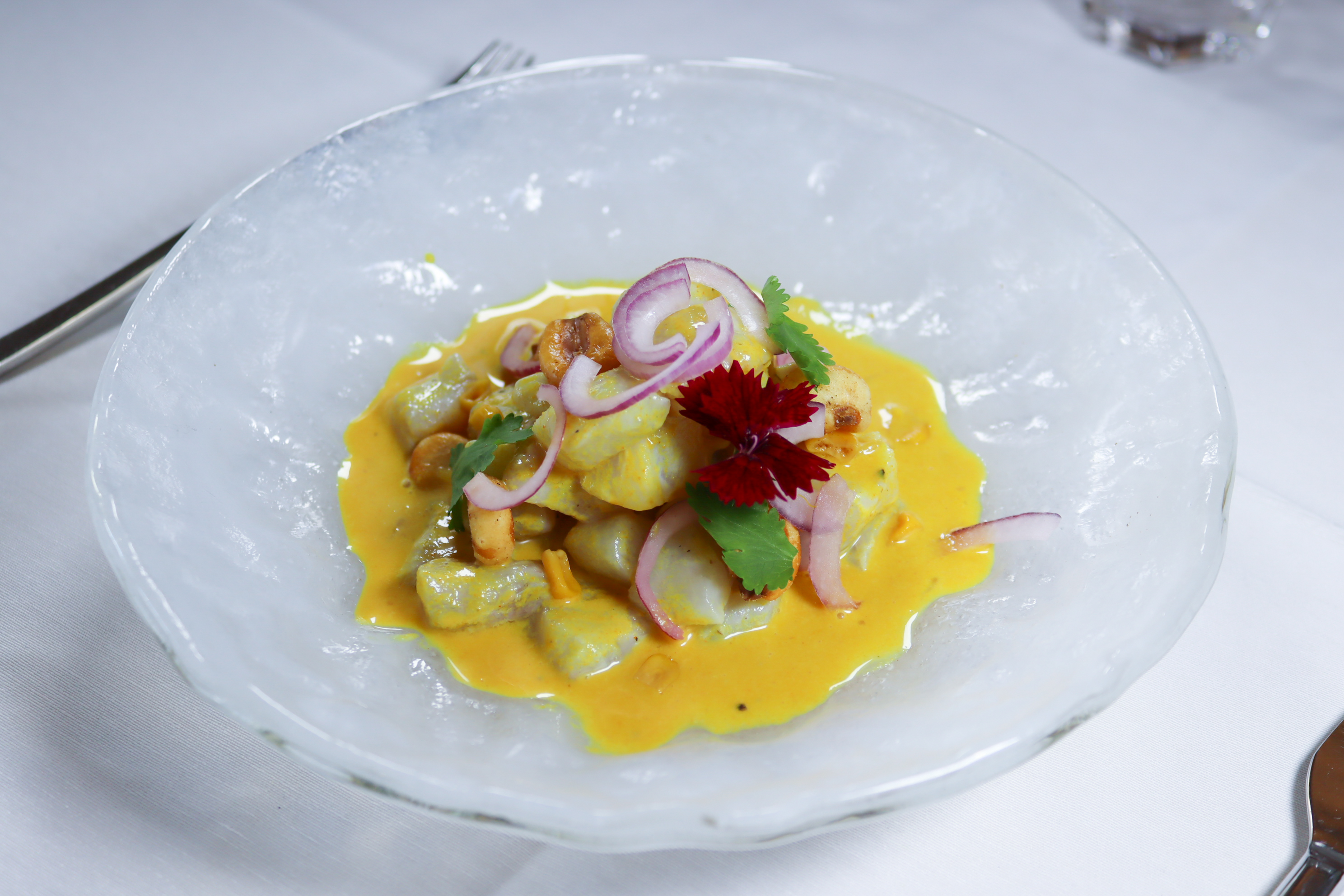 Croaker ceviche with turmeric aroma