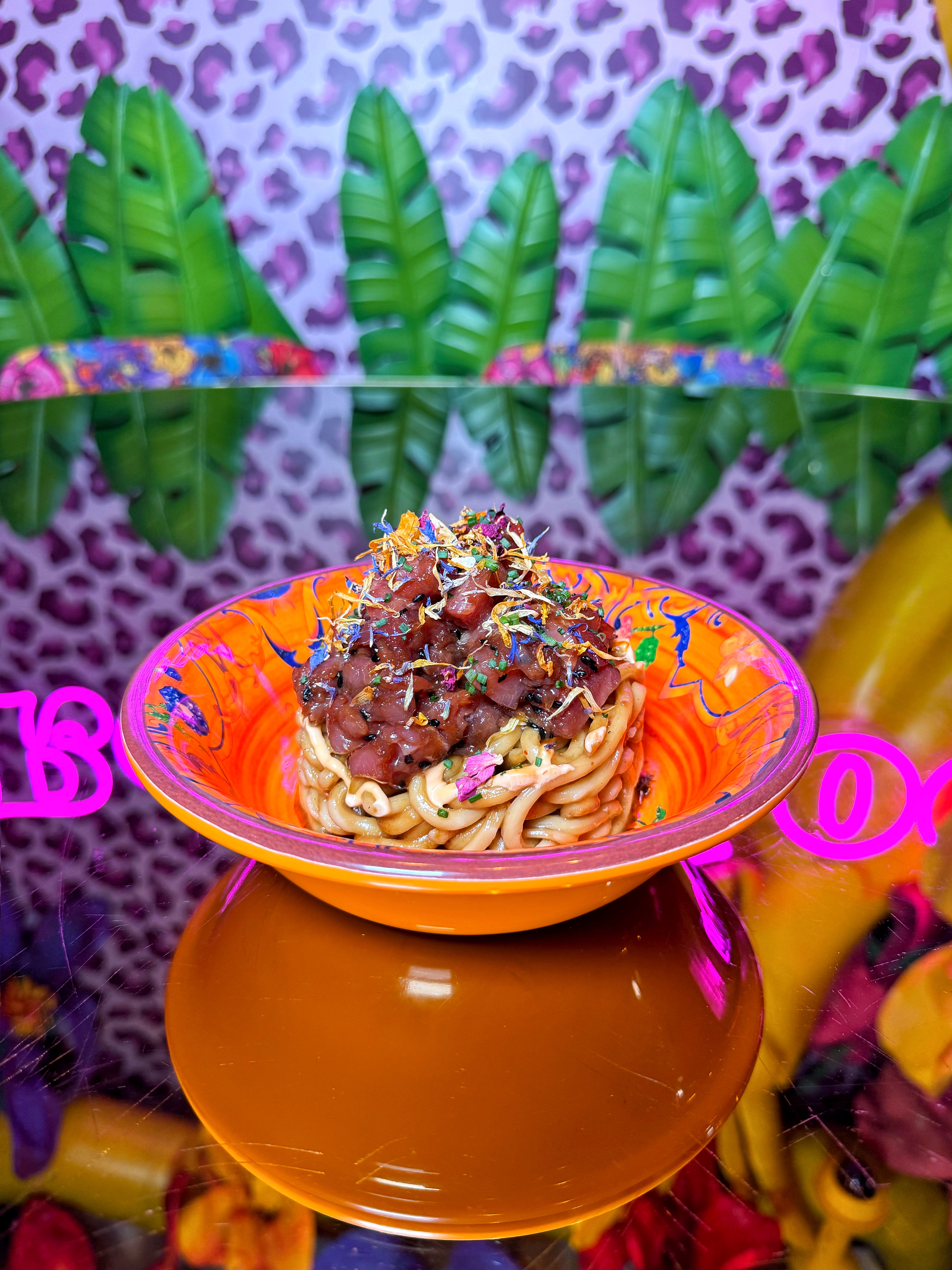 UDON NOODLES, SIRACHA MAYONNAISE, AND TUNA TARTAR.