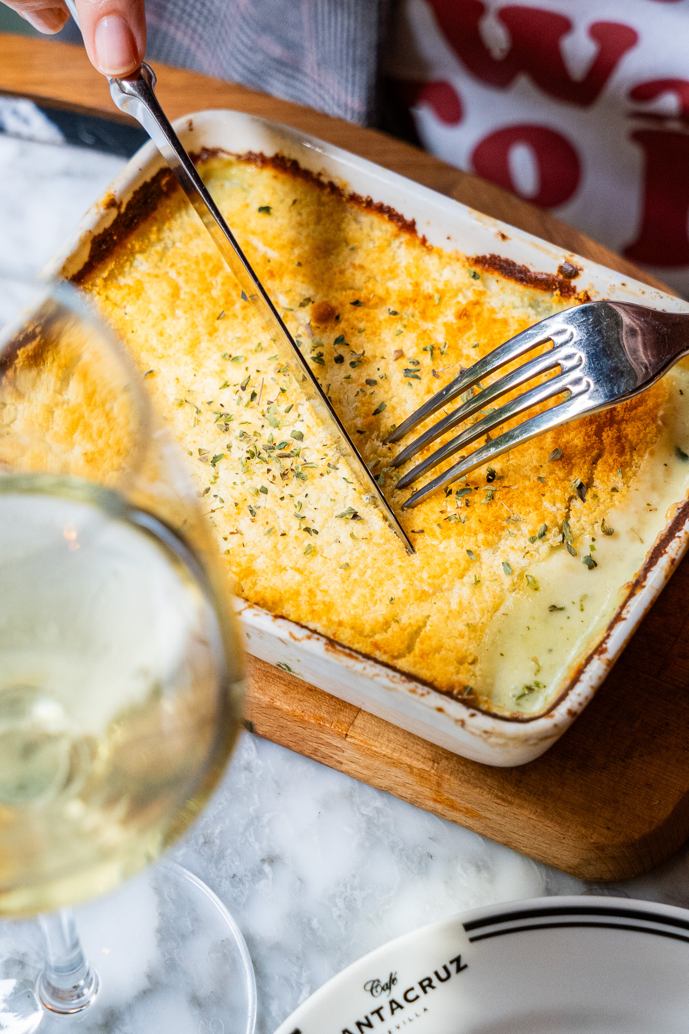 Lasaña de espinacas con cremoso de queso de cabra