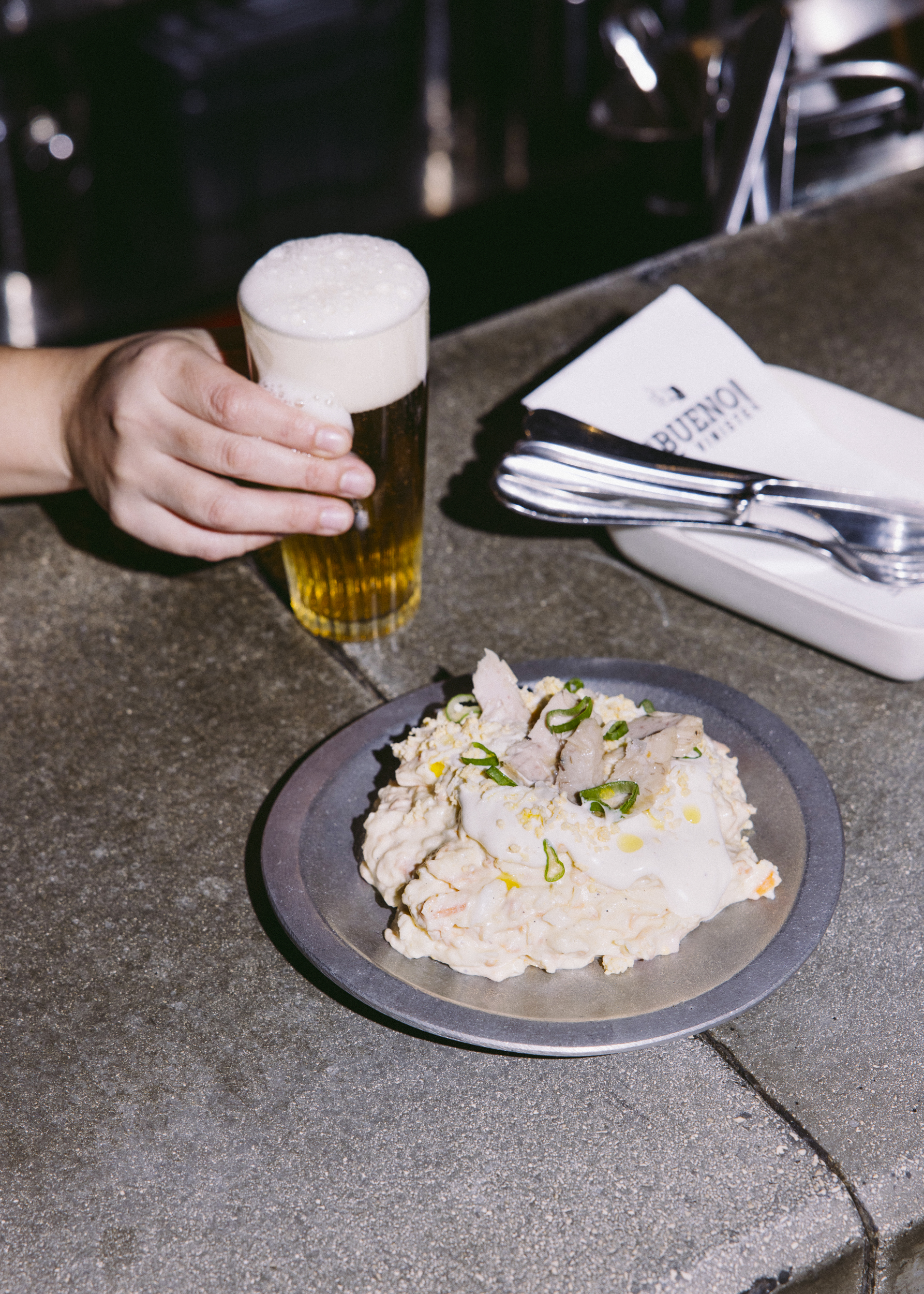 Russian salad with homemade mayo and pickled tuna