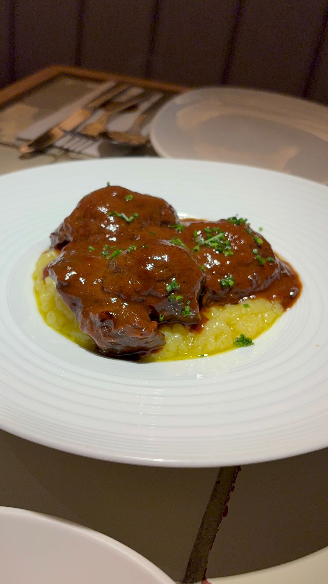 Braised beef cheeks in their own juices