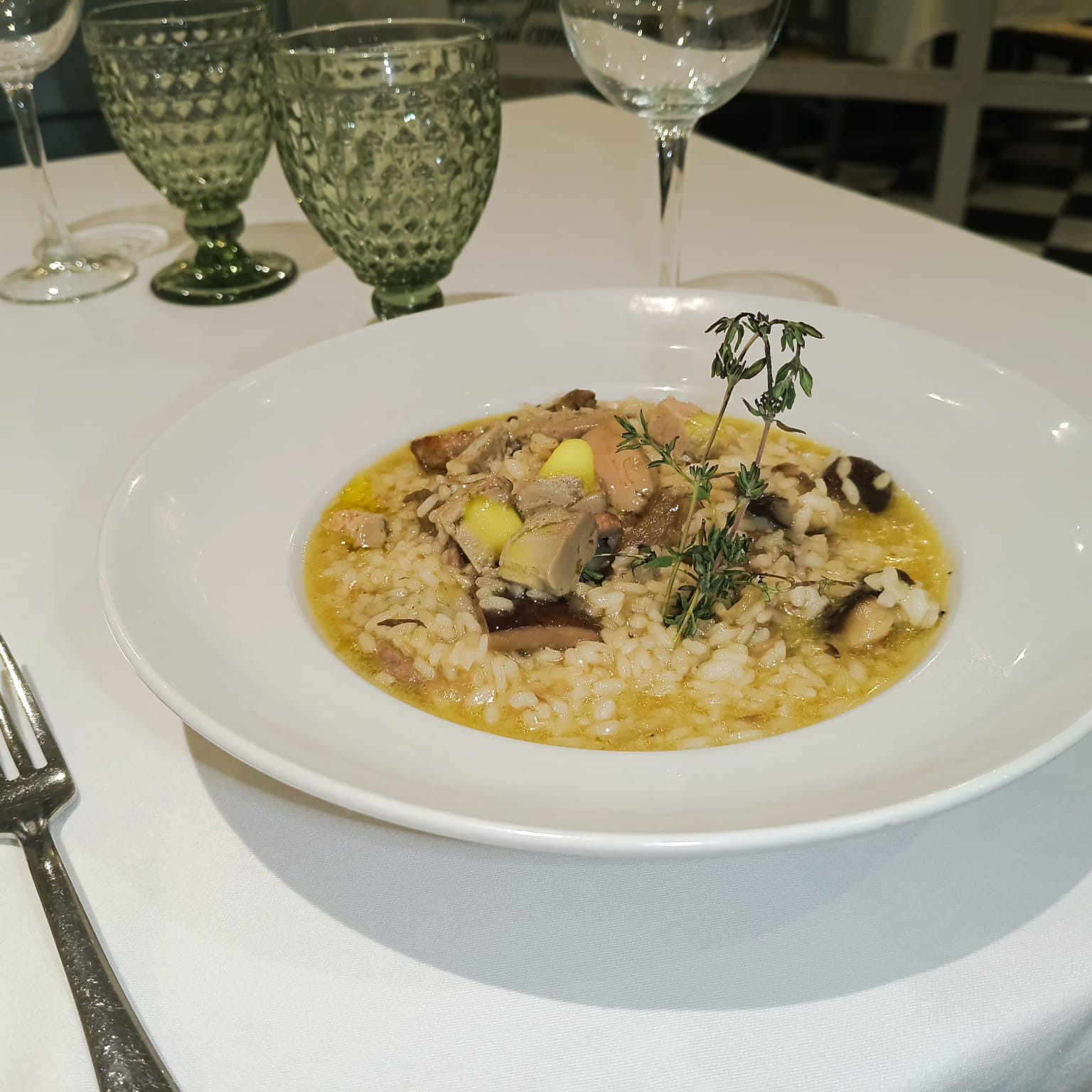Mushroom risotto with duck breast