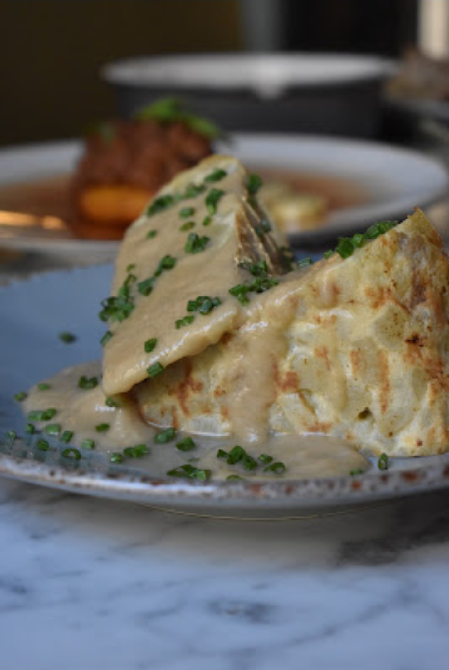 Omelette with whiskey sauce