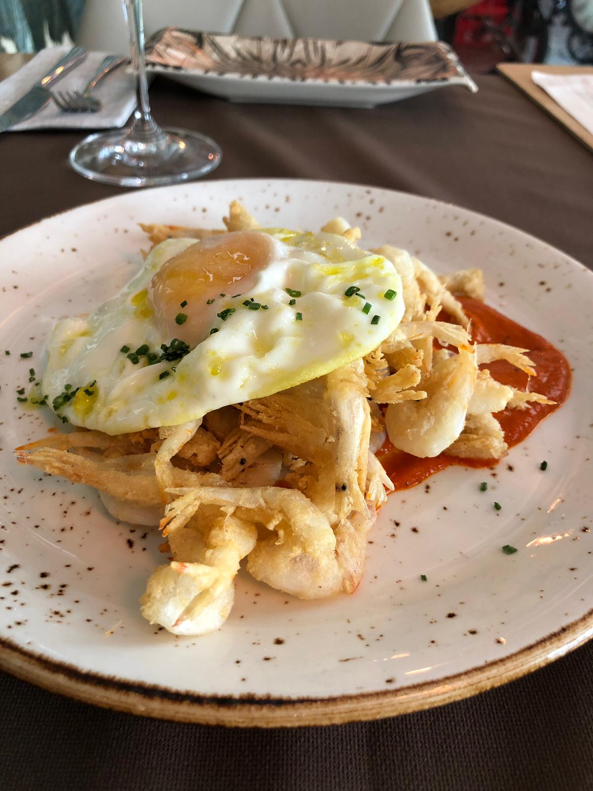 Gamba Cristal con Huevo a Baja Temperatura