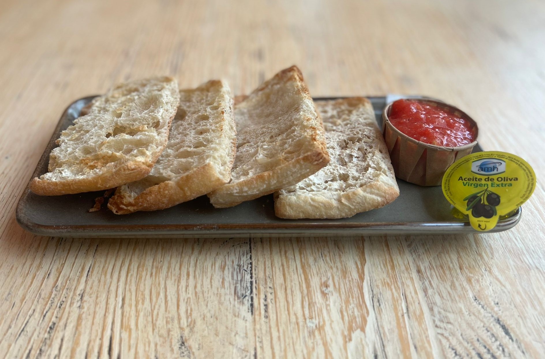 Crystal bread with tomato and olive oil