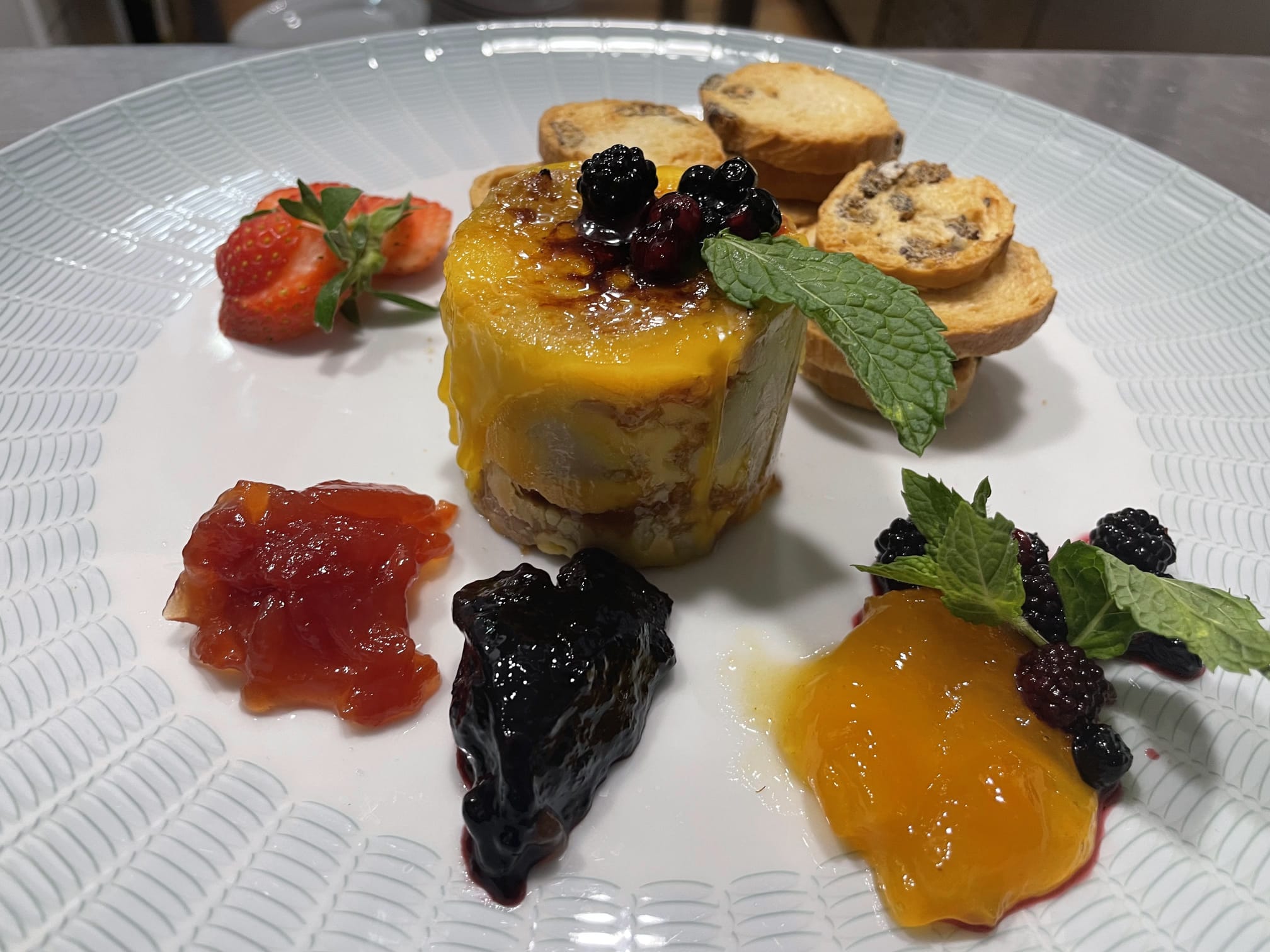 Foie millefeuille with fig jam