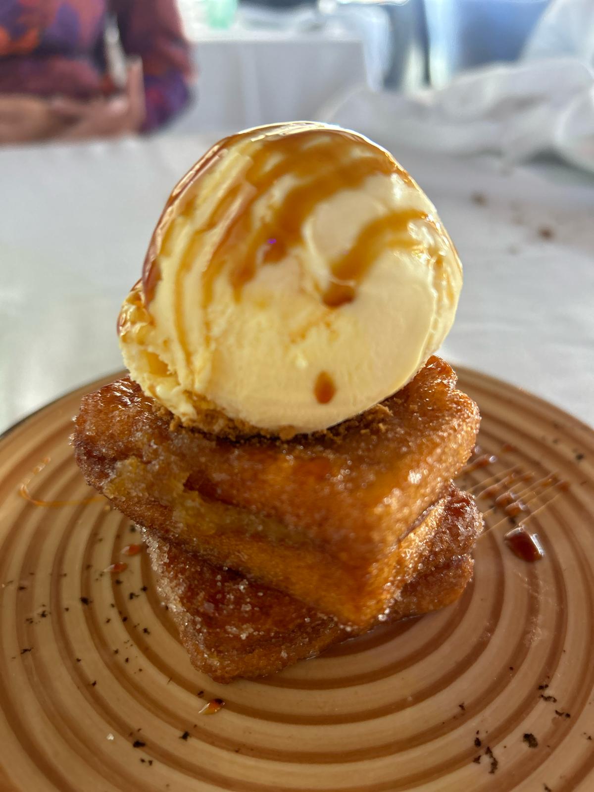 French toast with vanilla ice cream