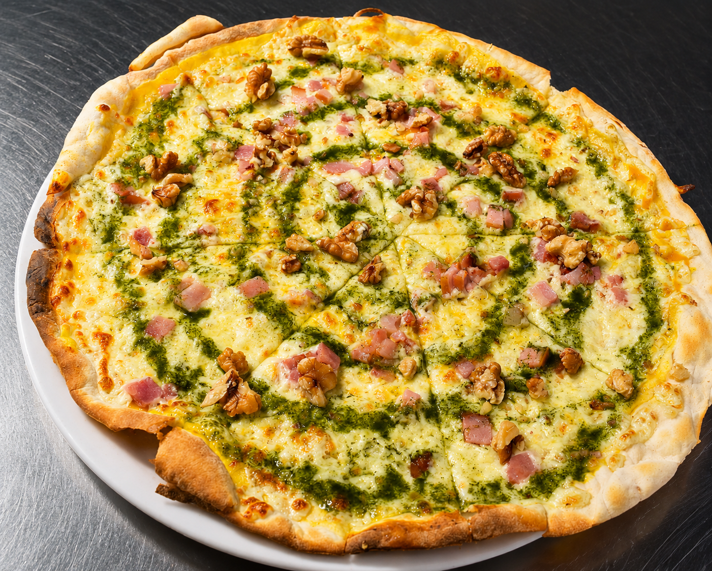 Pizza bianca Calabaza asada y bacon