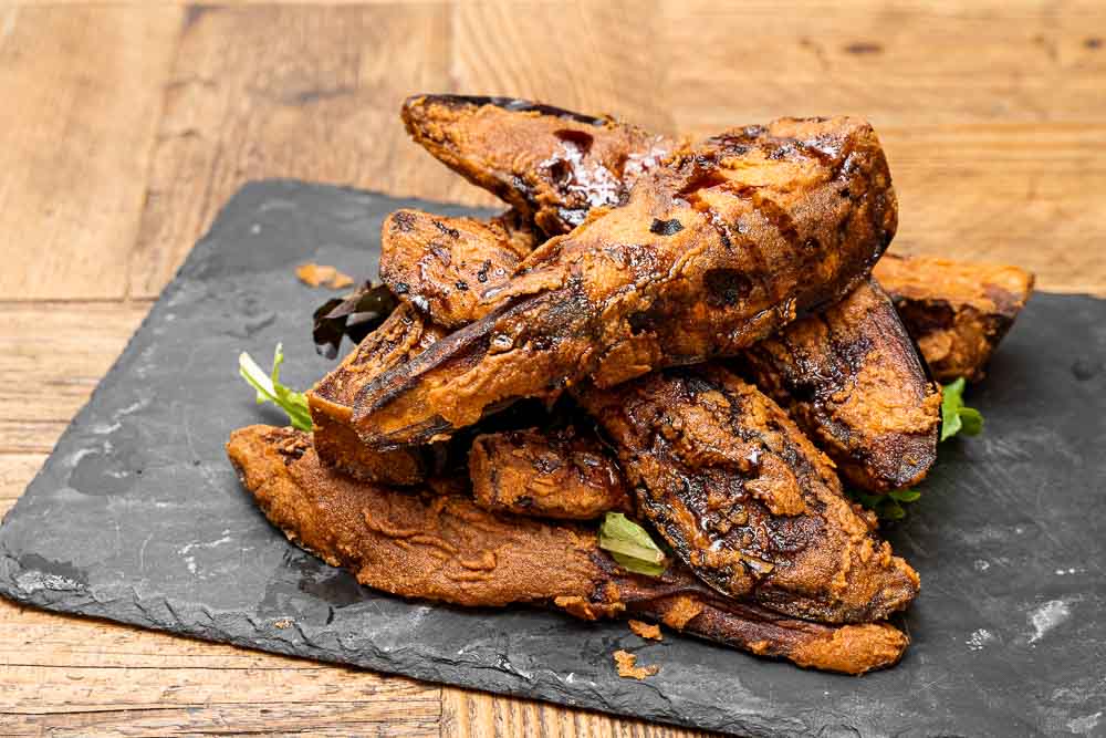 Berenjena crujiente con miel de caña