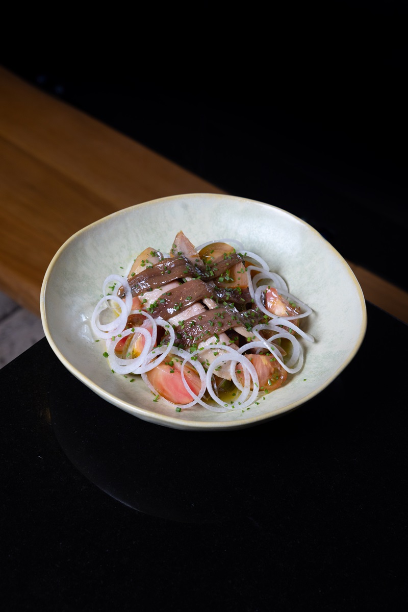 Tomato salad with tuna belly