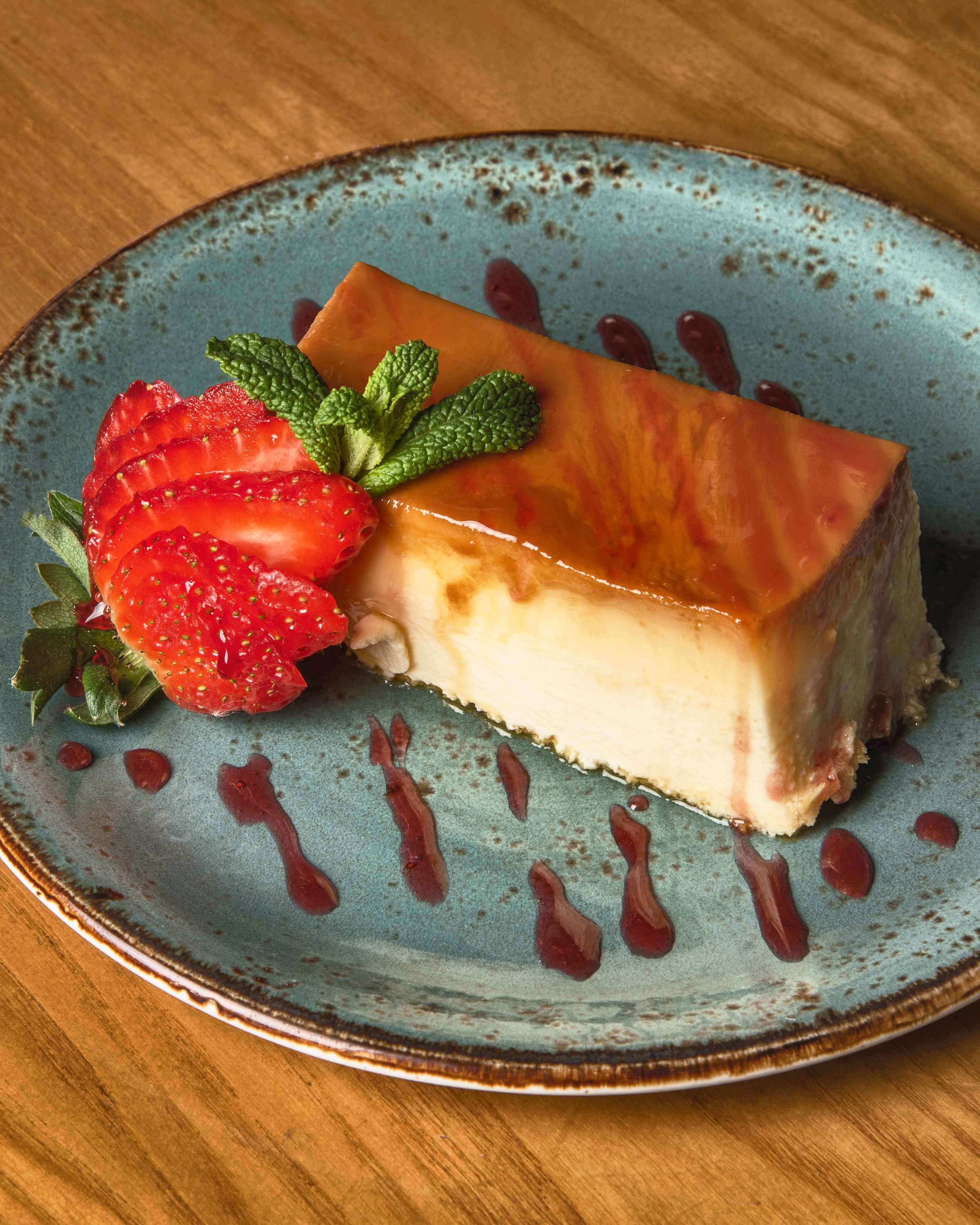Traditional cheese crème caramel with caramel sauce