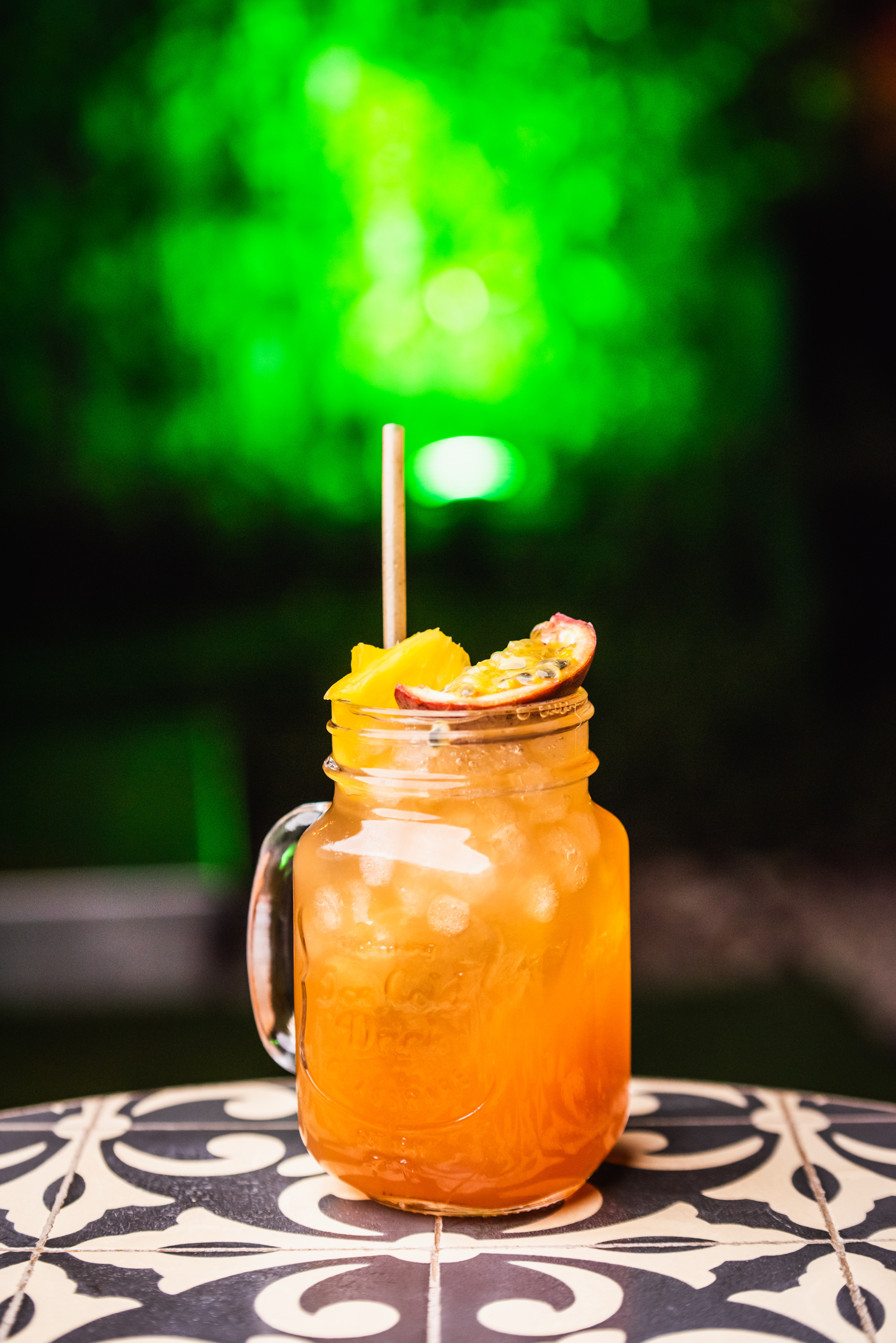 LOVE 1796.- Rum Santa Teresa, Amaro Montenegro, passion fruit, cinnamon and hibiscus syrup, pineapple juice and lemon juice