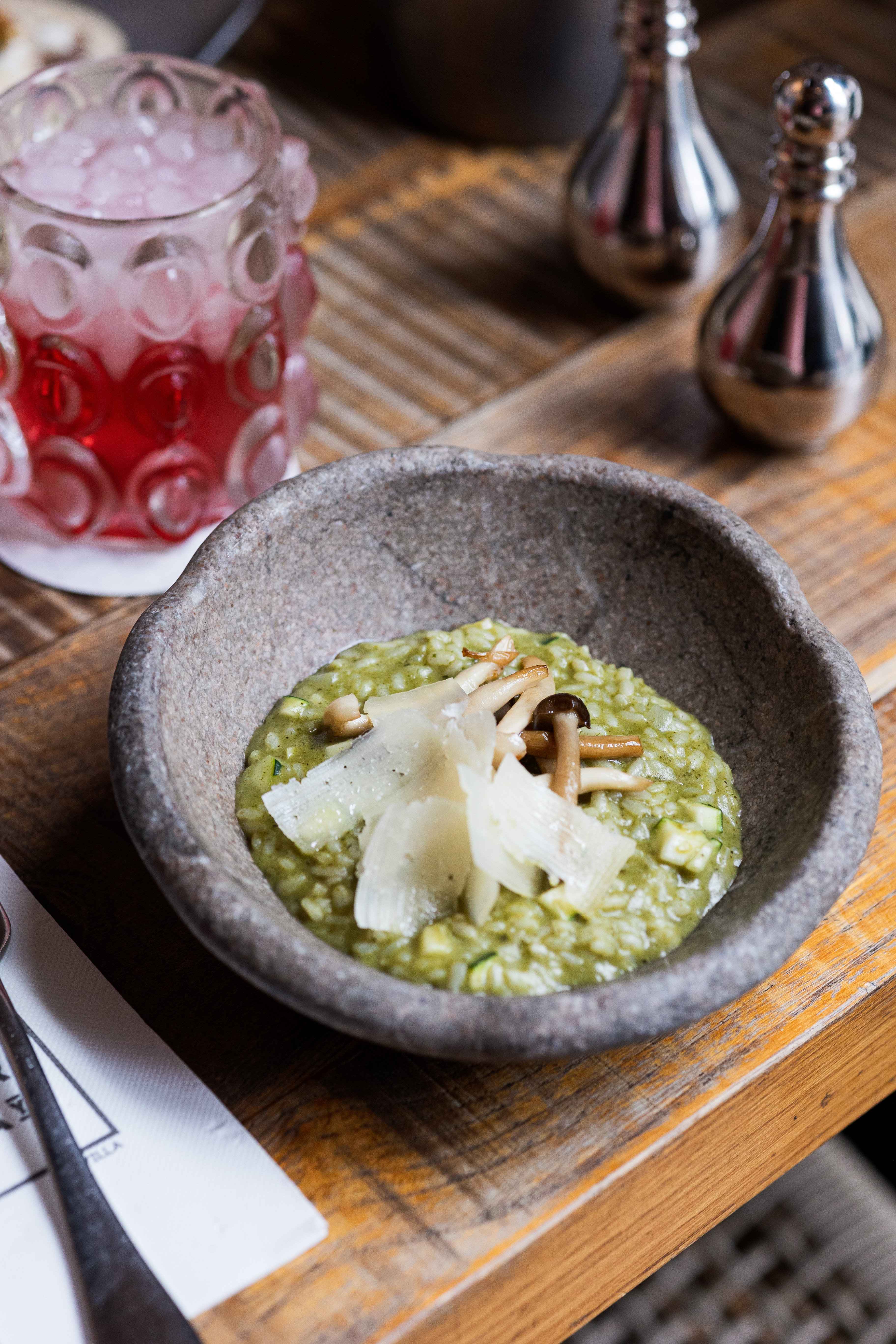 Creamy vegetable rice with basil and payoyo cheese