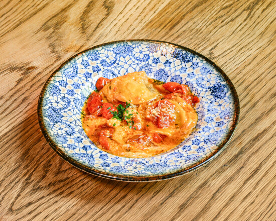 Capelli of cheese, melanzane and almond pesto