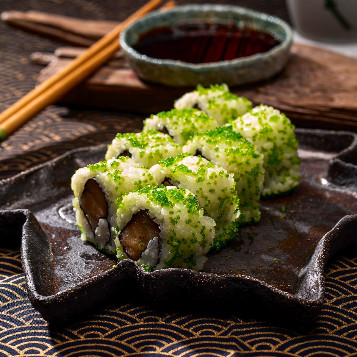 Peixe manteiga com wasabi tobiko