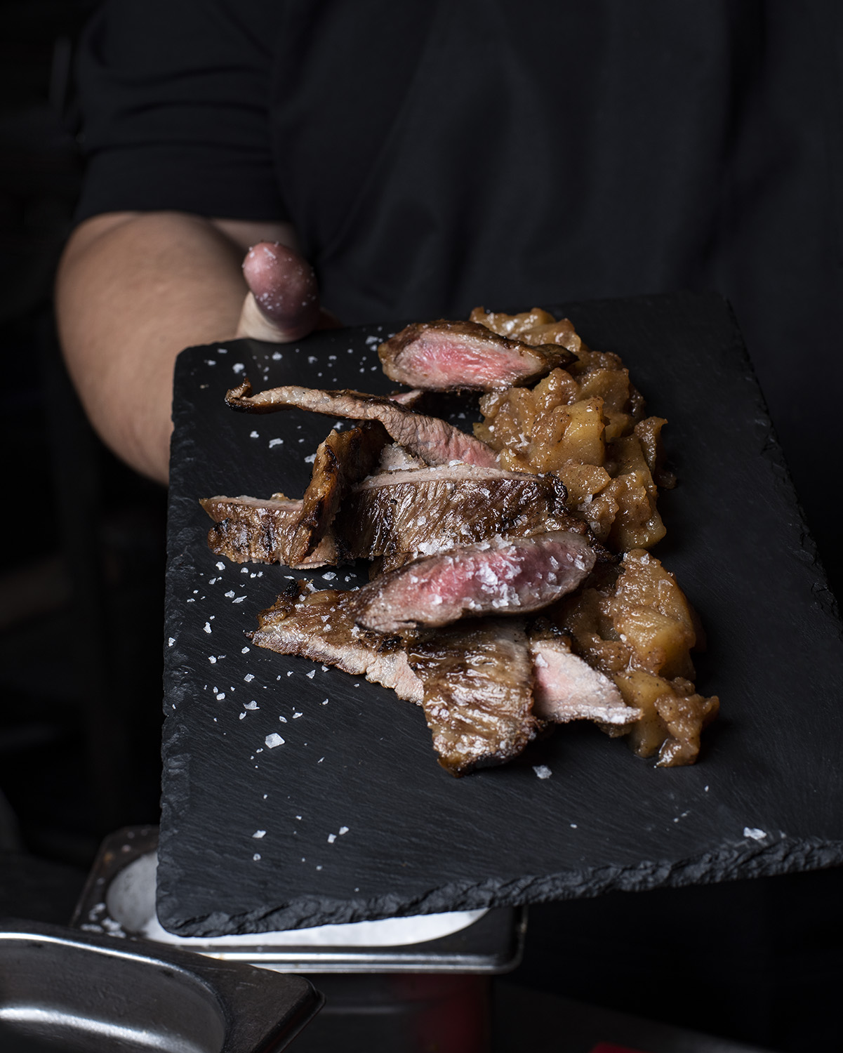 Iberian pork with spiced apple chutney